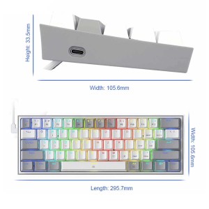 کیبورد گیمینگ مکانیکال با سیم ردراگون مدل  Fizz K617 WG RGB